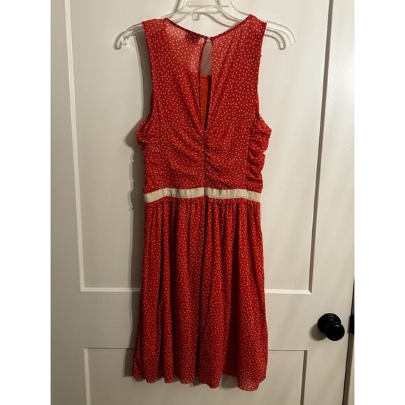 Women's Anthropolgie 9-H15 STCL Dress Red Cream Dot Sz M Beach Preppy Wedding - Picture 4 of 16